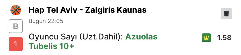 DoubleScreen23's tweet image. Azuolas Tubelis 10+ sayı 1.58

STAKE 7/10

Azuolas Tubelis Zalgiris formasıyla hücumda istikrarlı bir rol üstlenmiş durumda. Hapoel Tel Aviv maçlarının genel yapısı zaten yüksek tempolu ve bol skorlu geçiyor; bu da rakip uzunların daha fazla pozisyon bulmasına yol açıyor.…