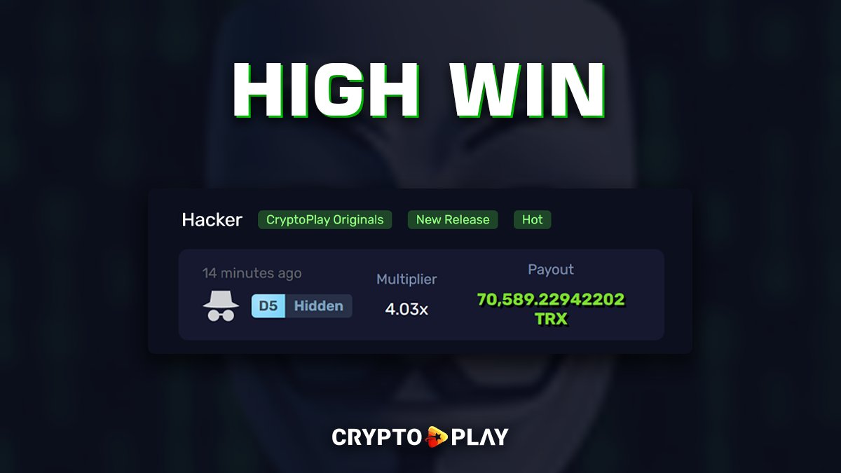 HIGH WIN 💥
70,589 TRX paid out on Hacker at 4.03x.
Cryptoplay doesn’t talk. It pays.

#CryptoWin #BigWin #TRX