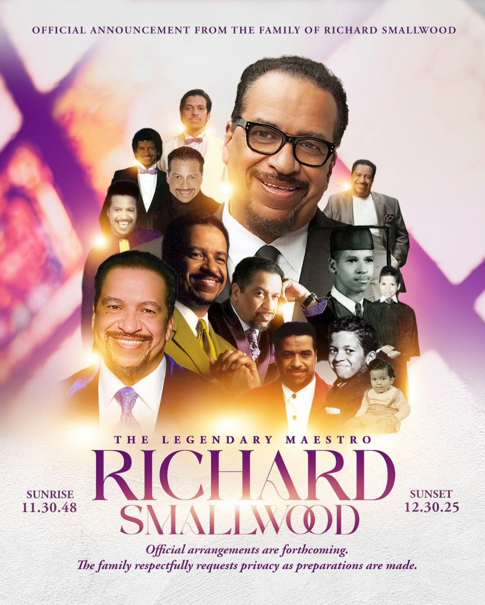 Bmbempower's tweet photo. My heart just dropped ❤️‍🩹

The man that created gospel music anthems has passed away. Some may say who is he, just google “Total Praise”

Rest in Heaven Mr. Richard Smallwood and trust his legacy will live on!
#RIP #RIH #RichardSmallwood #TotalPraise #gospel #music https://t.co/7C3RoWNcNe