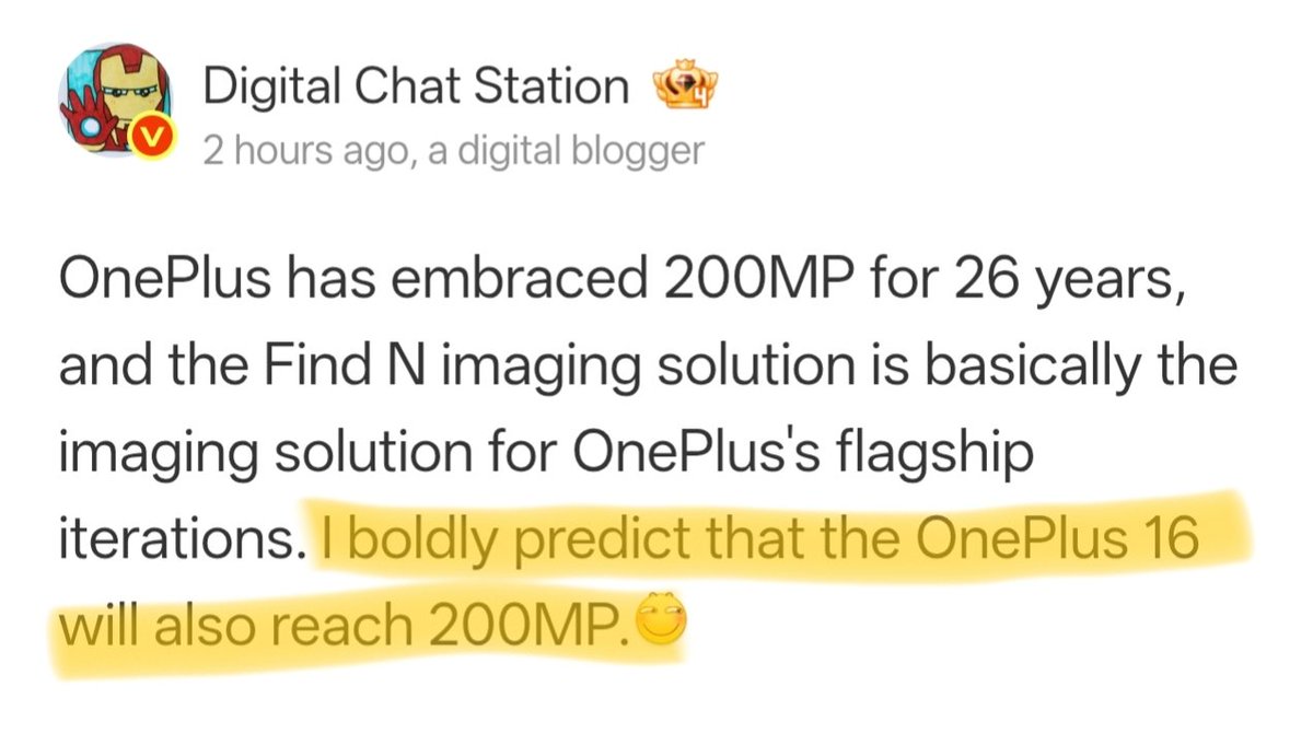 IshanWankhade's tweet image. According to DCS, OnePlus 16 will have an 200MP Periscope Telephoto Lens? 👀🔥

#OnePlus #OxygenOS16