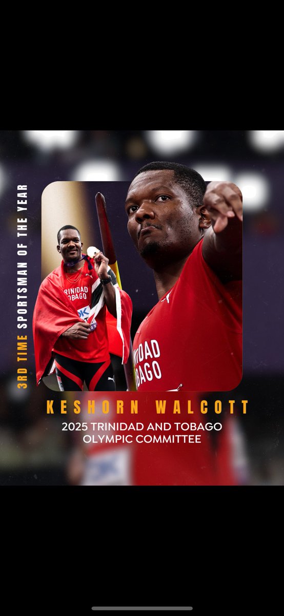 Keshorn Walcott, Sportsman of the Year 2025 by the Trinidad and Tobago Olympic Committee. 🇹🇹

A testament to discipline, excellence and national pride. 

Third time earning this honor and still writing history.

#PanamSports
