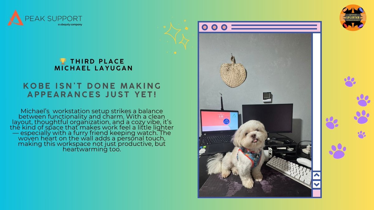 Peak_Support's tweet image. Throwback to the Workstation Photo Contest Trish hosted.

Still not over these setups.

Cristine and Maki, well played. 📸
#RemoteWorkLife #CompanyCulture
