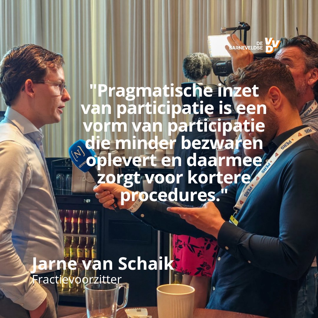 Participatie die nergens toe leidt, frustreert inwoners &amp;initiatiefnemers.
In Barneveld willen wij het anders:  pragmatische participatie waar inbreng ook echt verschil maakt. Minder regels, meer draagvlak en snellere procedures – juist bij woningbouw en buurtinitiatieven.

(1/2)