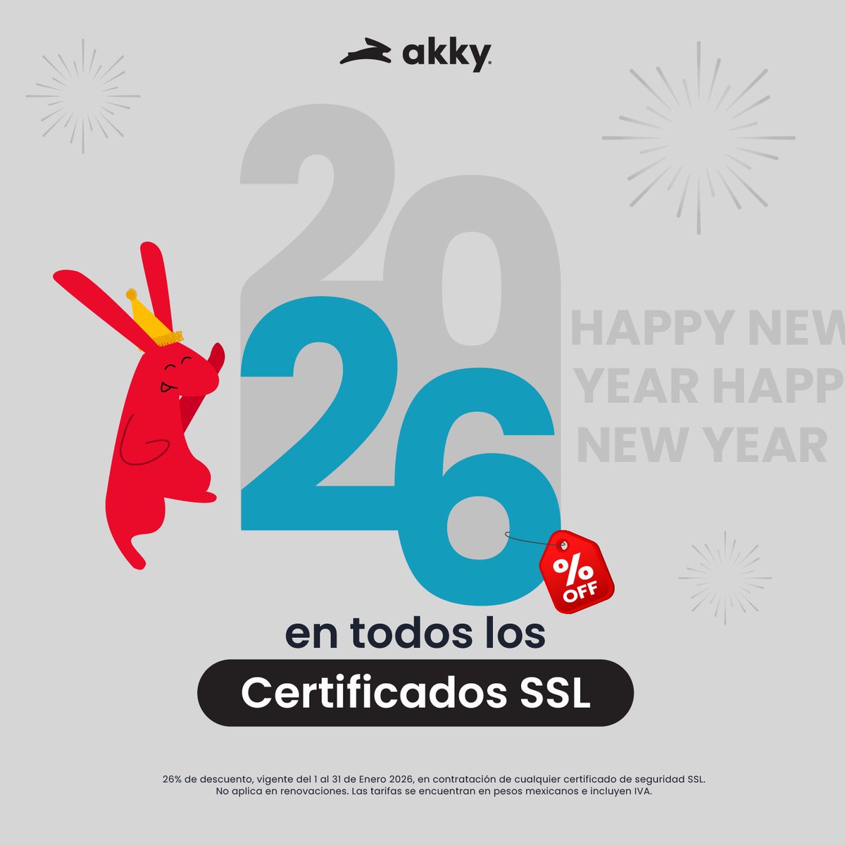 Este #2026, protege lo que estás construyendo en Internet. 🔒
Obtén un 26% de descuento en Certificados SSL y brinda seguridad a tu proyecto desde el primer clic. 😉

👉 ¡Protege tu idea ahora akky.mx/servicios/cert…!