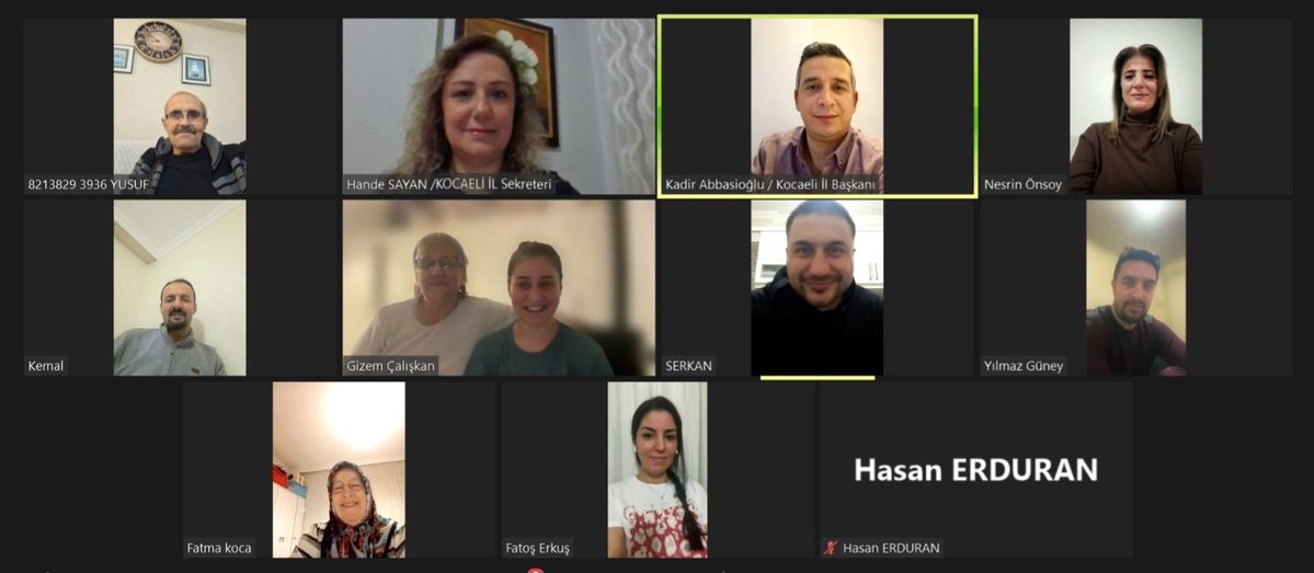 Haftalık olağan toplantımızı bugün Zoom üzerinden çevrimiçi olarak gerçekleştirdik.

​Sanayinin ve üretimin merkezi Kocaeli’mizin güncel sorunlarını masaya yatırarak, çözüm önerileri üzerine istişarelerde bulunduk. 

Daha yaşanabilir bir Kocaeli için durmaksızın, ortak akılla