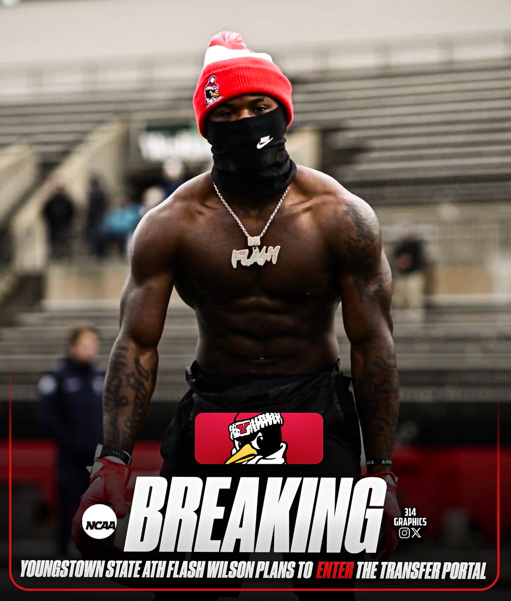 314Graphics's tweet image. BREAKING: Youngstown State WR Ky “Flash” Wilson plans to enter the NCAA Transfer Portal, he tells me.
•
The 5’9”, 180-lb junior posted 60 receptions for 652 yards and 6 touchdowns this season, while also adding 101 rushing yards. Flash also 883 kick return yards, breaking…