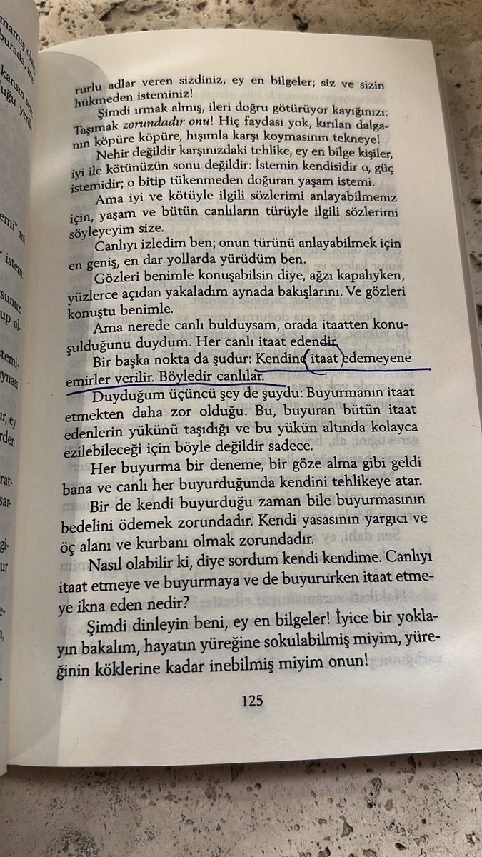Can Yayınları’nın Nietzsche ‘Böyle Buyurdu Zerdüşt’ kitabı’nın çevirisinde  ‘kendine itaat edemeyene’ ifadesi bence anlamı bulandırıyor. Nietzsche’nin anlatmak  istediği ‘itaat’değil, ‘kendine egemen olmak / yönetmek’.Çeviride küçük bir kelime, düşüncenin yönünü tamamen