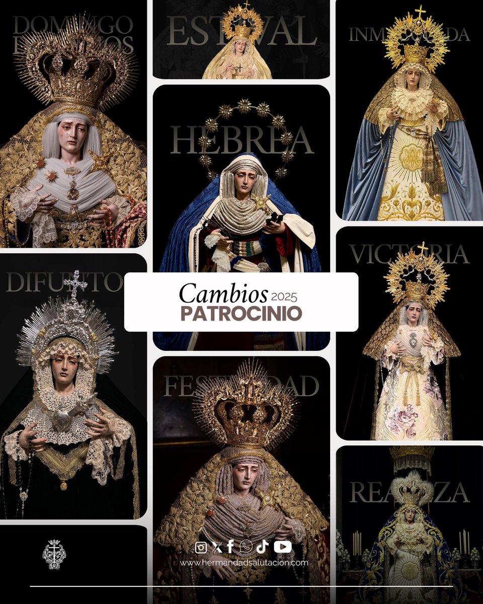 🪡 #𝐏𝐀𝐓𝐑𝐎𝐂𝐈𝐍𝐈𝐎 | Así hemos podido contemplar a María Stma. del Patrocinio, Reina de los Cielos durante este año 2025, mostrando el ajuar con el que <a href="/Curro_Claros/">𝐂𝐔𝐑𝐑𝐎 𝐂𝐋𝐀𝐑𝐎𝐒</a> la ha vestido para cada ocasión. 

#CofradiasMLG 
#SalutacionyPatrocinio