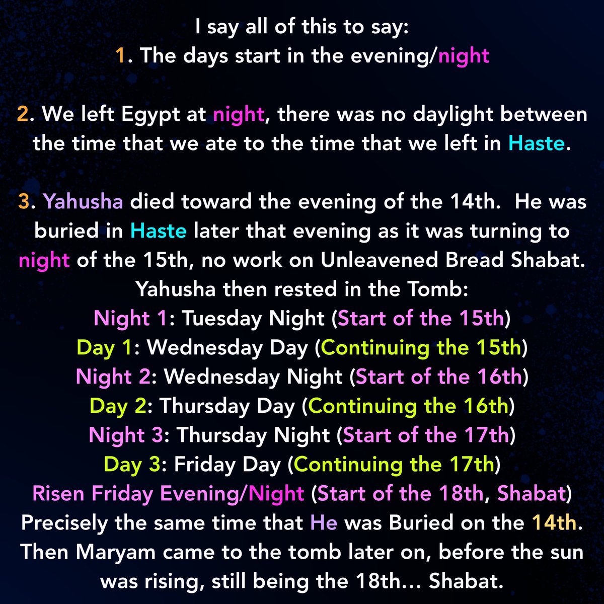 TbonYho's tweet photo. Part 5 of 5:
Timeline of Passover and Yahusha’s Death, and then Alive again.

Passover is about 2 to 3 months away from now, in the Spring, which is the Real New Year, during the Month Abib.

I felt it on my heart to post this prior to Passover, for anyone who is lead to view it. https://t.co/YGQGyvf7NJ