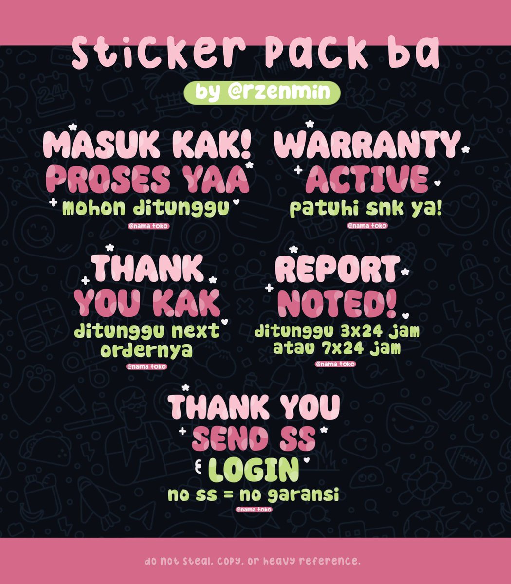 rzenmin's tweet image. help rt / repost, thank you! 🐠

. . . 💬 haii, aku ada stiker pack ba untuk wa only 12k bisa di recolor, kalau mau take bisa dm/wa aku yah, jangan lupa cek alt ⭐____⭐ #zonauang