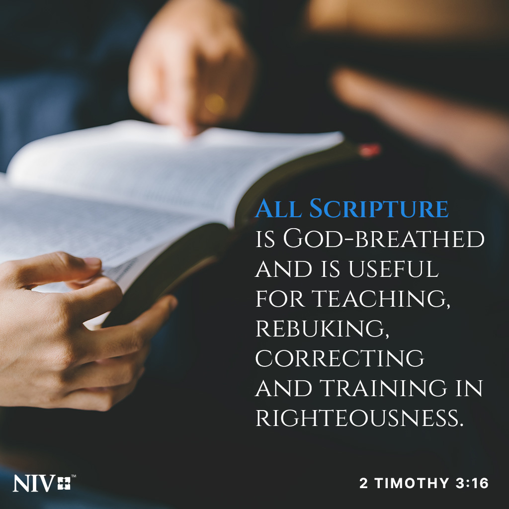 All Scripture is God-breathed and is useful for teaching, rebuking, correcting and training in righteousness, so that the servant of God may be thoroughly equipped for every good work. 2 Timothy 3:16-17 #niv #nivbible #votd #verseoftheday