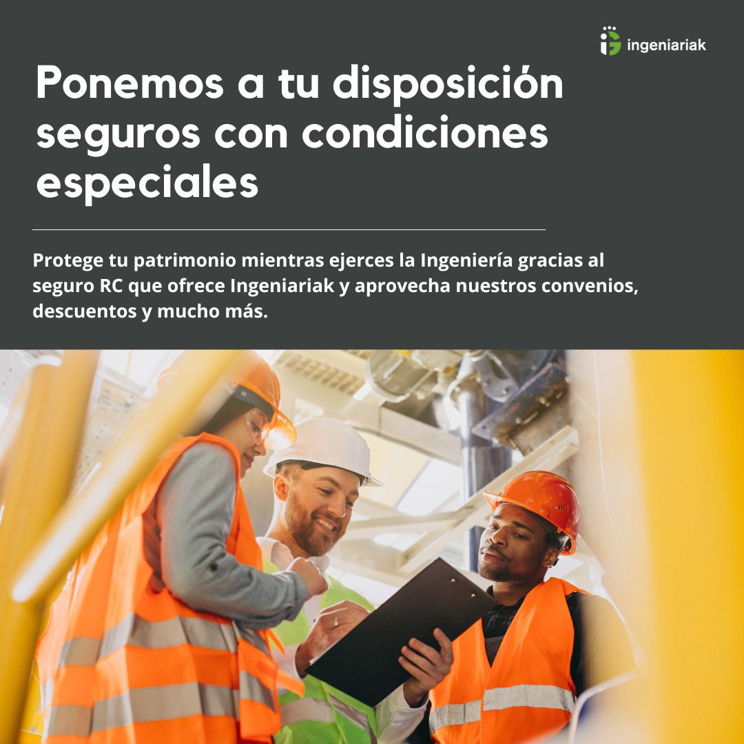 En Ingeniariak tenemos seguros y previsiones diseñados para ti 👷🏻‍♀️👷🏻‍♂️

✔️ Seguro de Responsabilidad Civil Profesional (RCP)
✔️ Convenios exclusivos y descuentos en servicios.
✔️ Mucho más para tu tranquilidad mientras ejerces tu profesión.

Más info: ow.ly/IacW50Vhk9b