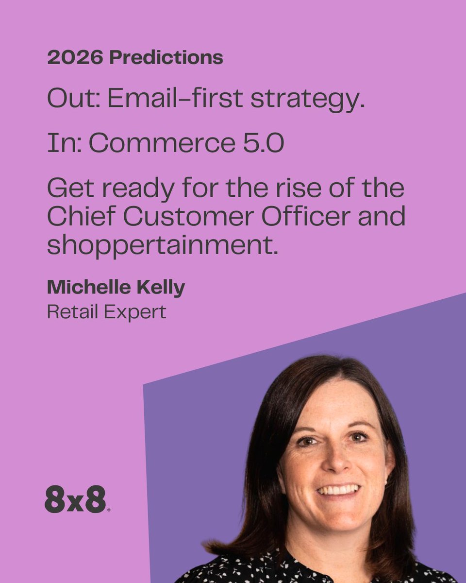 8x8's tweet photo. What's heading out with 2025? What's already on its way in 2026? These 8x8 experts shared their predictions in brief. #2026 #CX #IT https://t.co/KW4UsWR36M