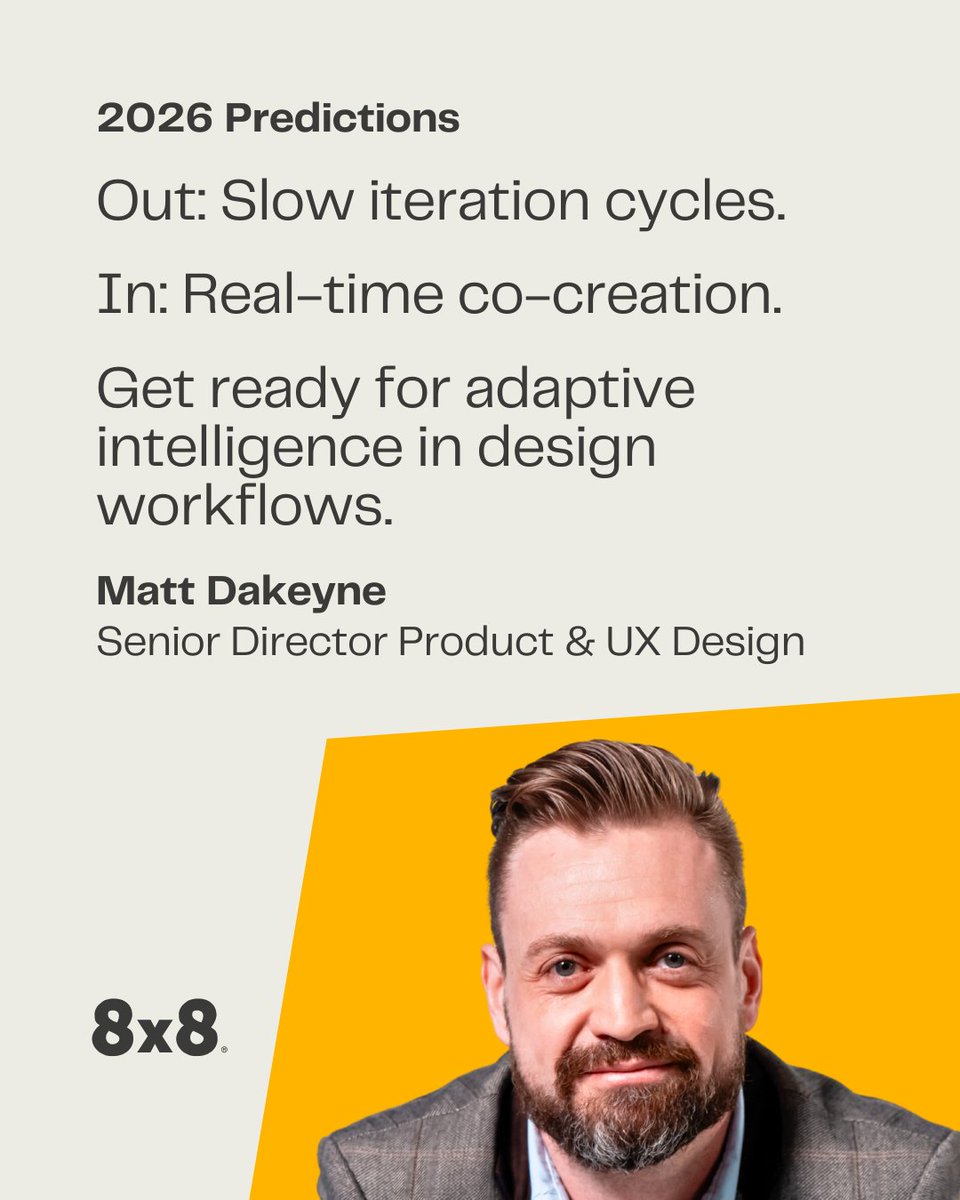 8x8's tweet photo. What's heading out with 2025? What's already on its way in 2026? These 8x8 experts shared their predictions in brief. #2026 #CX #IT https://t.co/KW4UsWR36M