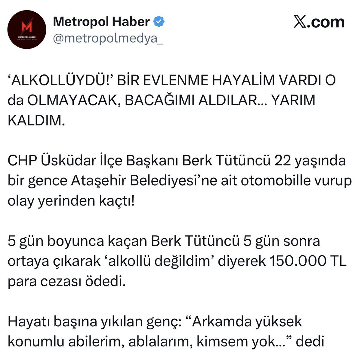 İki İbrahim Haskoloğlu <a href="/haskologlu/">ibrahim Haskoloğlu</a> profili bırakıyorum buraya.
Birisi;
Zehra Kınık olunca bir defalarca tweet atıp üstünde tepinen İbrahim profili.
Zehra Kınık kaçmadı, ambulansı aradı, yargılandı ve ceza aldı.
Diğeri;
Peki alkollü halde 22 yaşındaki bir gence çarpıp kaçan,bir