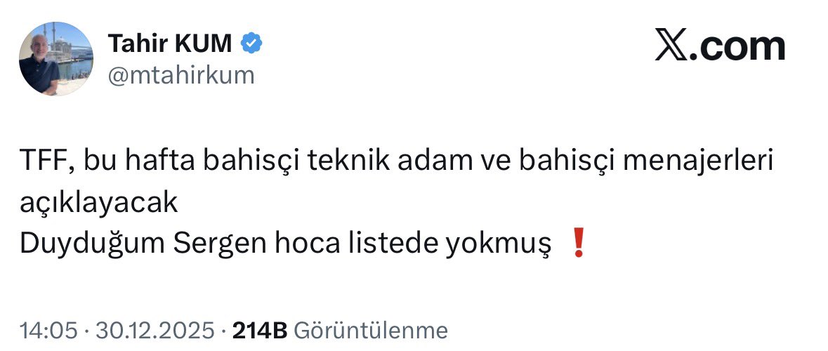 Aktif hocasının, bahisten içeriye girmesini temenni eden bir camian olursa böyle twitlerde normal olarak atılır. Bizim camiadaki or*spu evlatlarının önüne geçmemiz lazım evvela. Tahir Kum’a nefret kusmaya gerek yok, misal şunu okan için yazsa perişan ederlerdi, bir de bize bak.