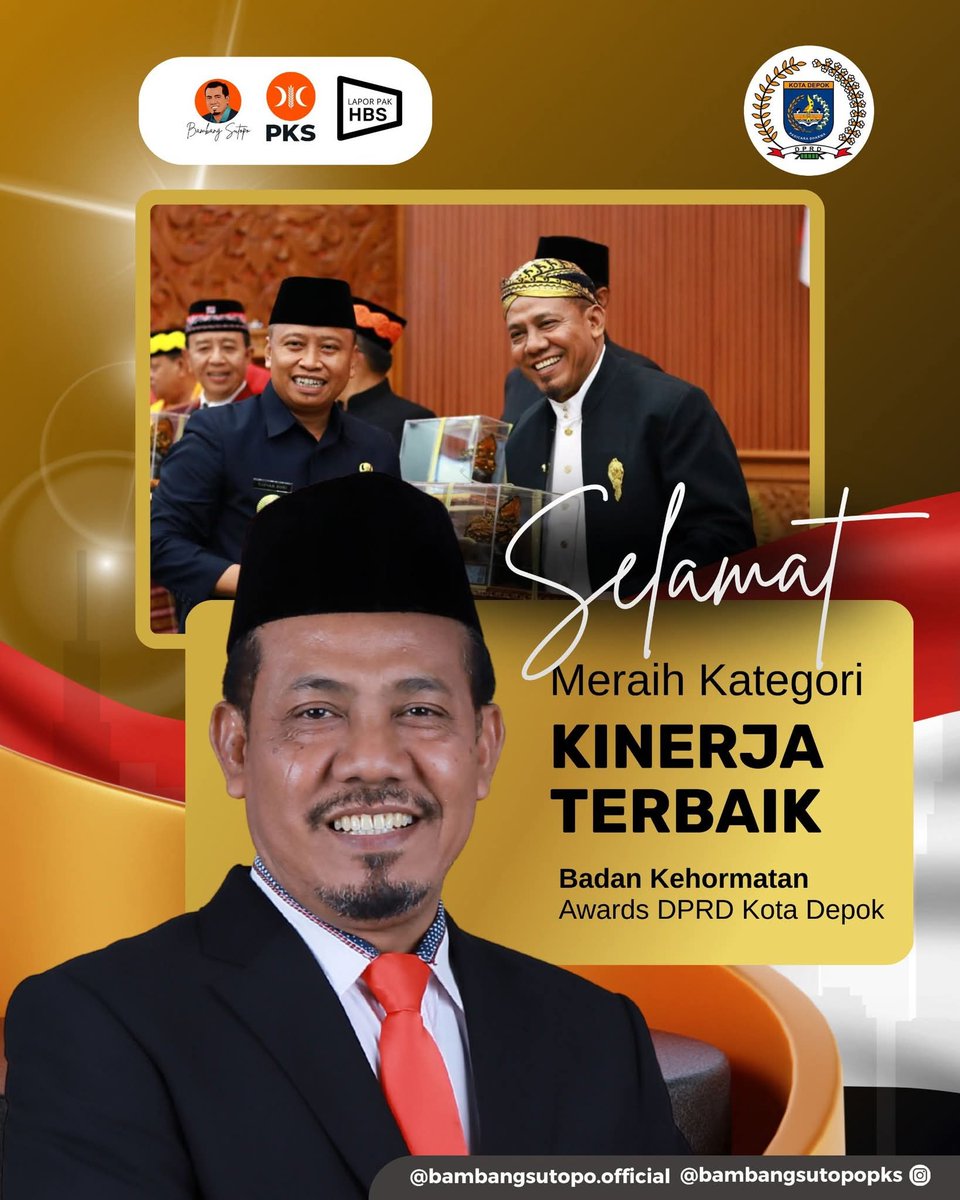 Bambangsutop0's tweet photo. Alhamdulilah bersyukur menerima BKD Award DPRD DEPOK 2025 kategori Kinerja Terbaik. Penghargaan ini bentuk apresiasi atas dedikasi, disiplin, konsistensi kinerja dalam menjalankan fungsi legislasi, penganggaran, dan pengawasan secara bertanggung jawab dan beretika. #dprddepok https://t.co/FwYDrXSbpp