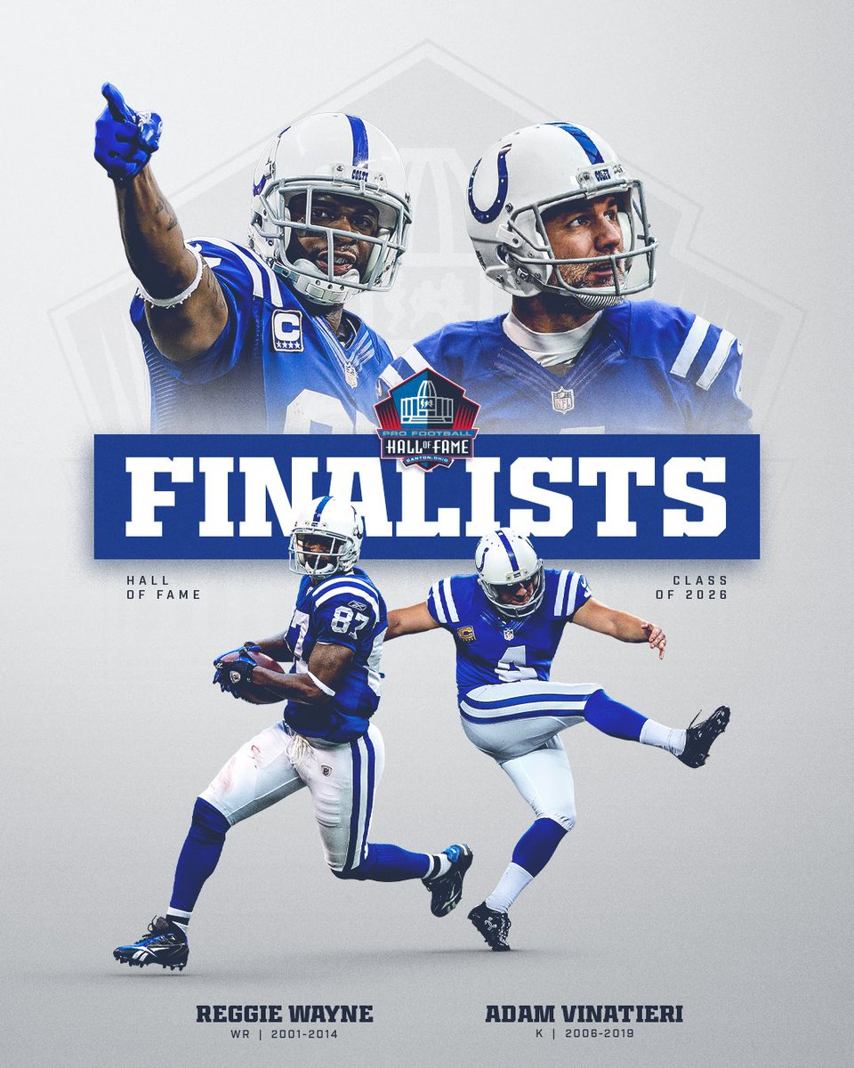 Colts's tweet image. Reggie and Vinny are finalists for the pro football hall of fame class of 2026. 🌟