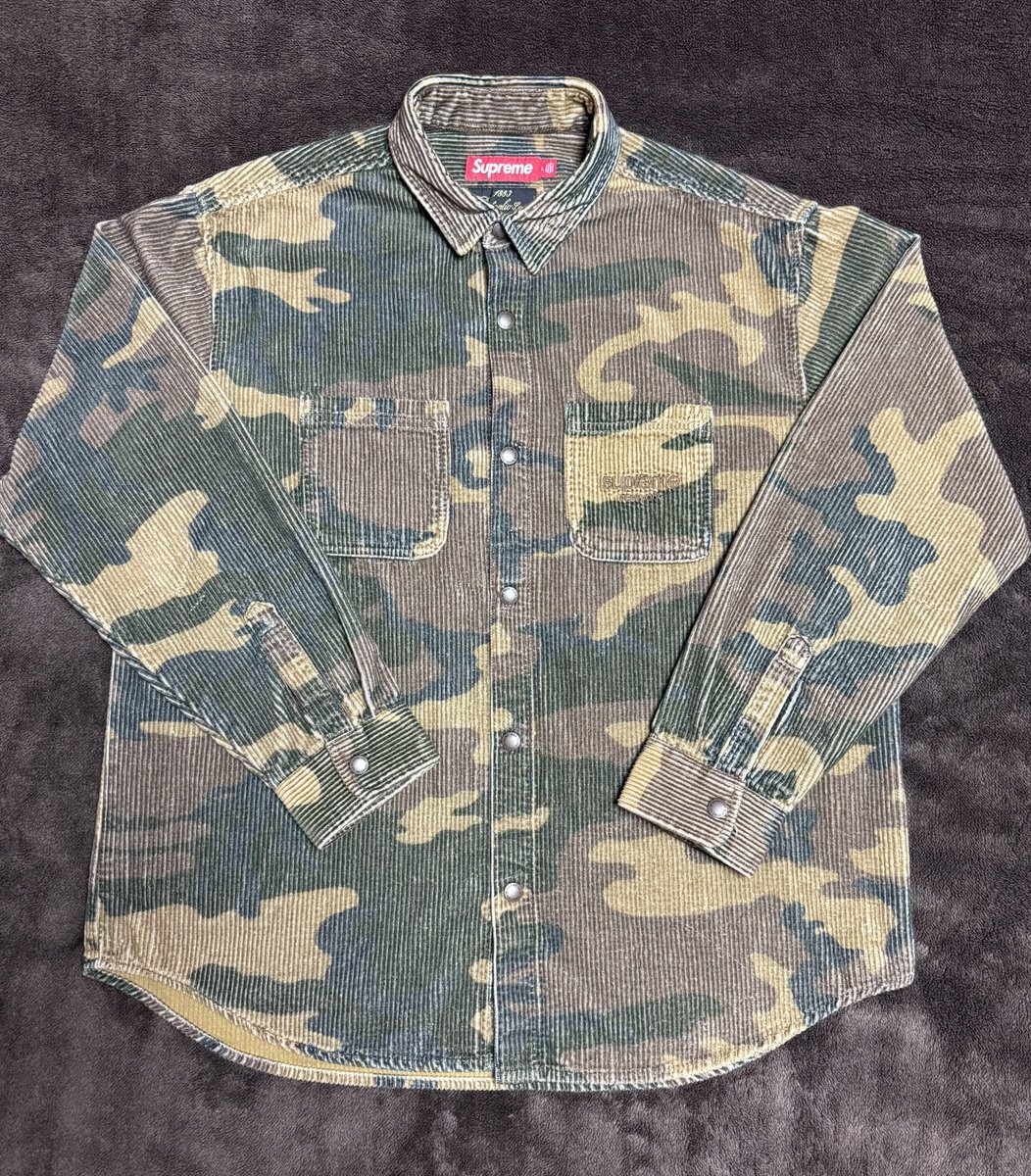 Wide Wale Corduroy Snap Shirt Color:Woodland Camo Size:L Price