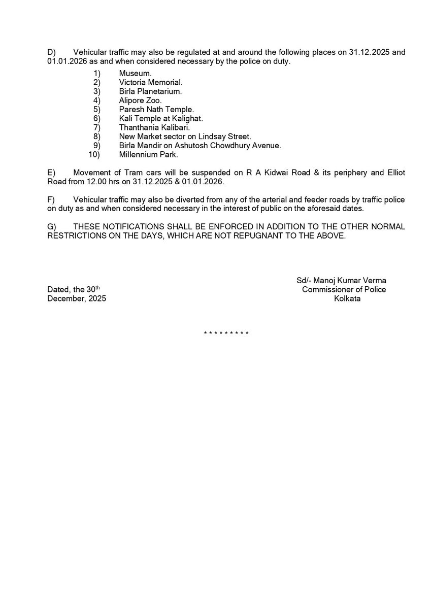 KPTrafficDept's tweet photo. Traffic Notification in connection with the New Year’s Eve on 31.12.2025 and New Year’s Day on 01.01.2026. https://t.co/VCNRsHkDgR