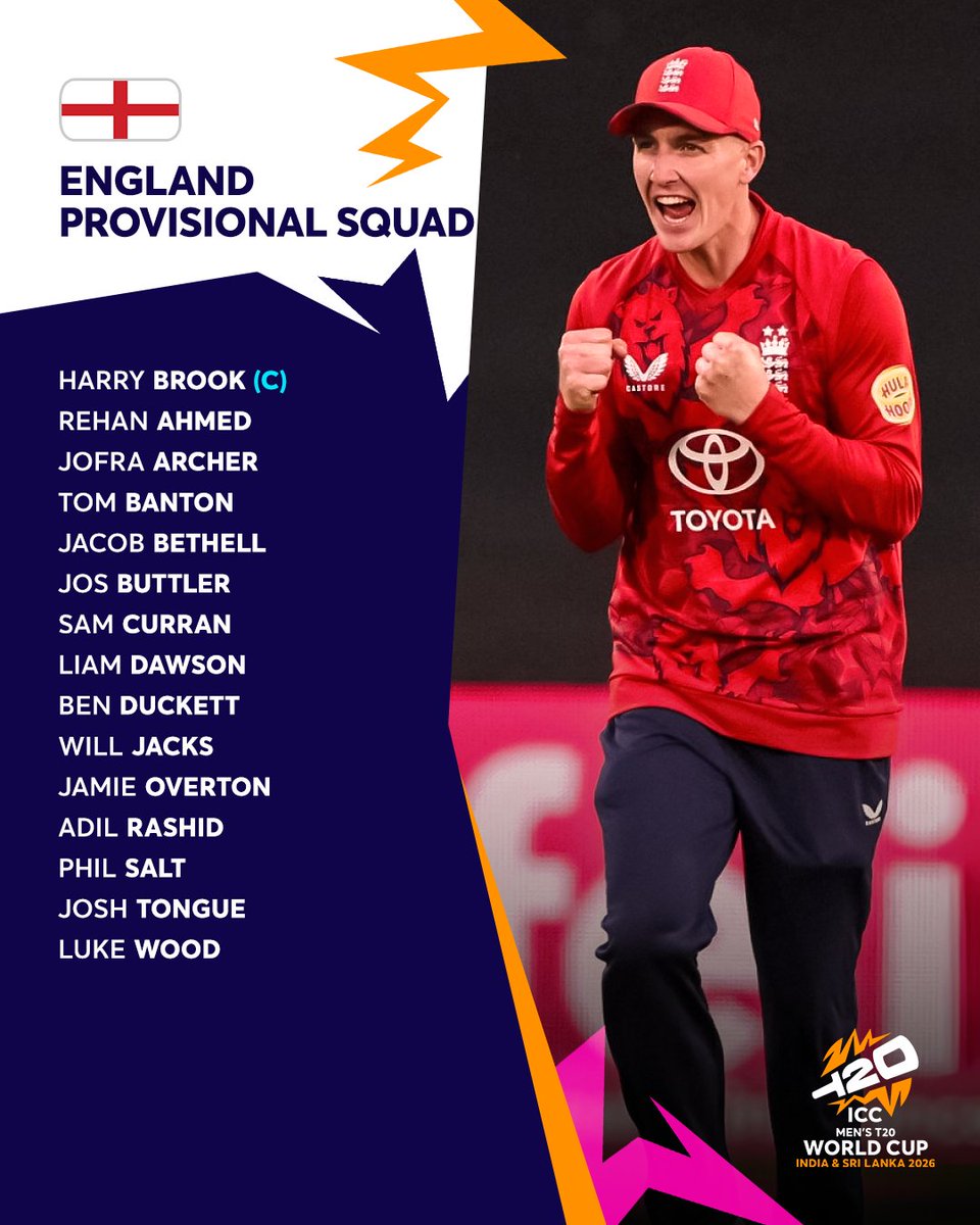 A familiar core shapes England’s provisional 15 for the Men's #T20WorldCup 👌

Read more ➡️ icc-cricket.com/tournaments/me…