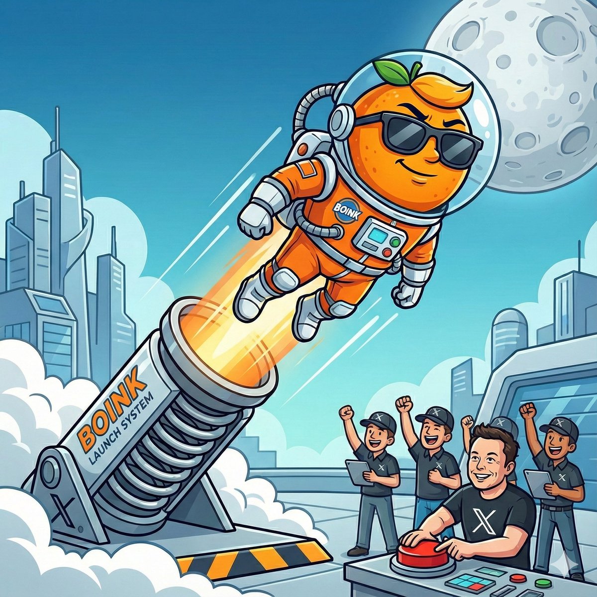Boinkcryptocoin's tweet photo. Elon knows a Moonshot when he sees one. 😉🍊
​The blueprint is simple:
​The Cool Orange ($BOINK) 🕶️
​The Musk Stamp of Approval 🚀

​Don't defy gravity—join the fleet that Elon is watching.
​Launch Link:
https://t.co/sarJjbWUjW
​#Elon #Musk #Boink #MemeSeason #Solana @elonmusk https://t.co/mPGO5ZuOdm