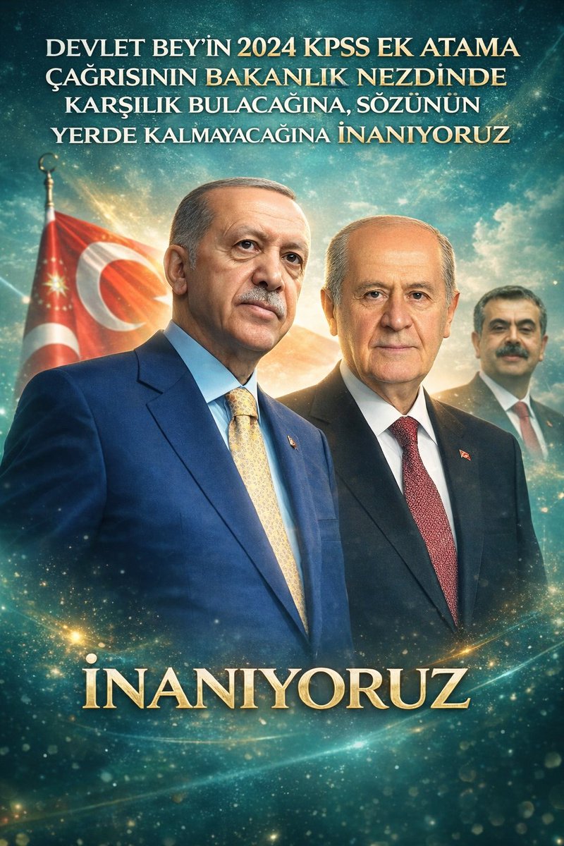 BiyolojiGG's tweet photo. Sayın Devlet Bahçeli Bey’in 2024 KPSS ek atama çağrısının, bakanlık nezdinde dikkate alınmasını istiyoruz. Cumhurbaşkanımızın öncülüğünde 2024 KPSS ek atamayı umutla bekliyoruz.
@RTErdogan @dbdevletbahceli @oktay_saral @Yusuf__Tekin @TalatAtilla @TalipGeylan06 @aliyalcin
#Reis2024KPSSEkYirmiBeşBin