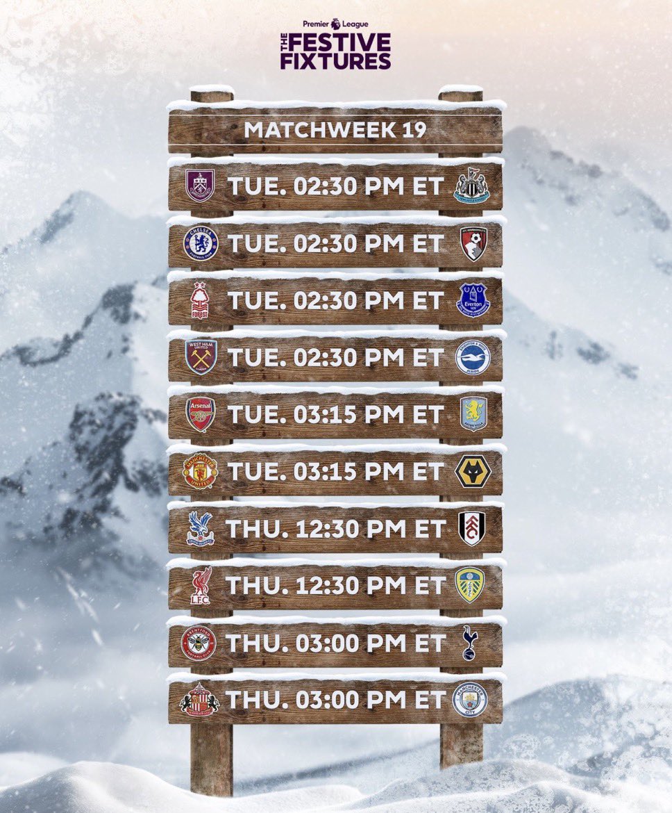 🚨| مُباريات الجولة 19 في البريميرليغ 

اي مباراة ستشاهد ؟ 👀