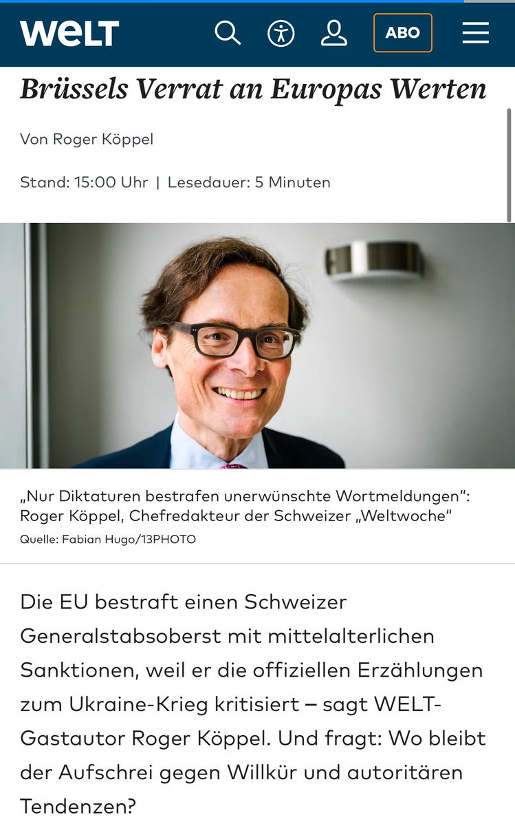 Köppel:

„Freie Gesellschaften verbieten „falsche“ Meinungen nicht. Sie widerlegen sie.“

(…) 

„Die EU fällt zurück hinter das mittelalterliche England vor Unterzeichnung der Magna Charta im Jahr 1215.“

(…)

„Dieses unmenschliche, jeder Rechtsstaatlichkeit spottende