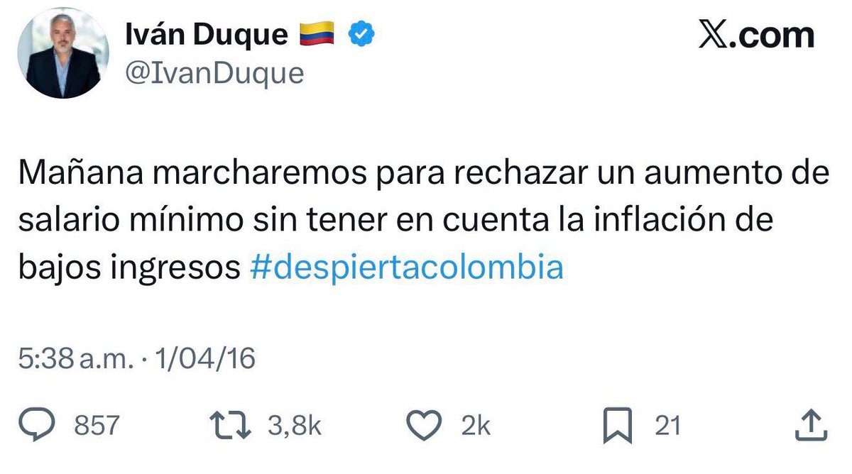 Cuando la memoria falla, siempre aparece un trino. ¿O no, señor <a href="/IvanDuque/">Iván Duque 🇨🇴</a>?
#SalarioMinimo