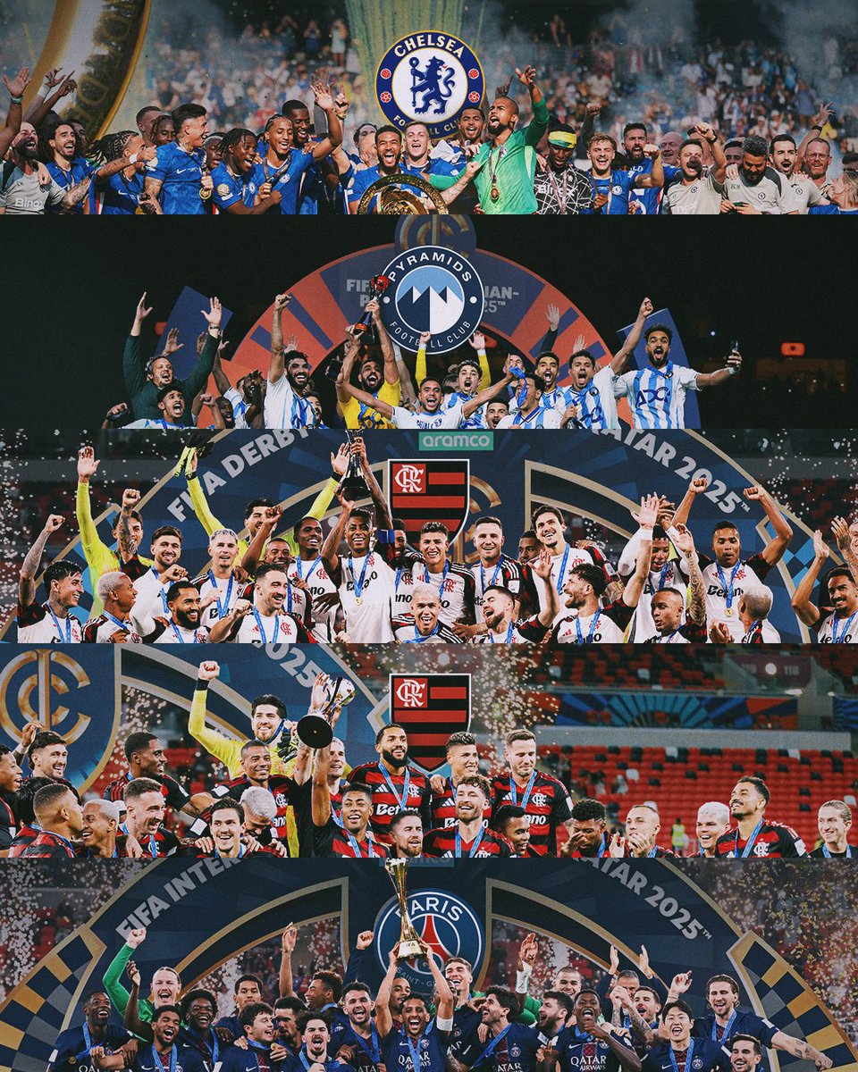 FIFACF's tweet image. FIFA club trophy winners in 2025 🏆

#FIFACWC x #FIFAIntercontinentalCup