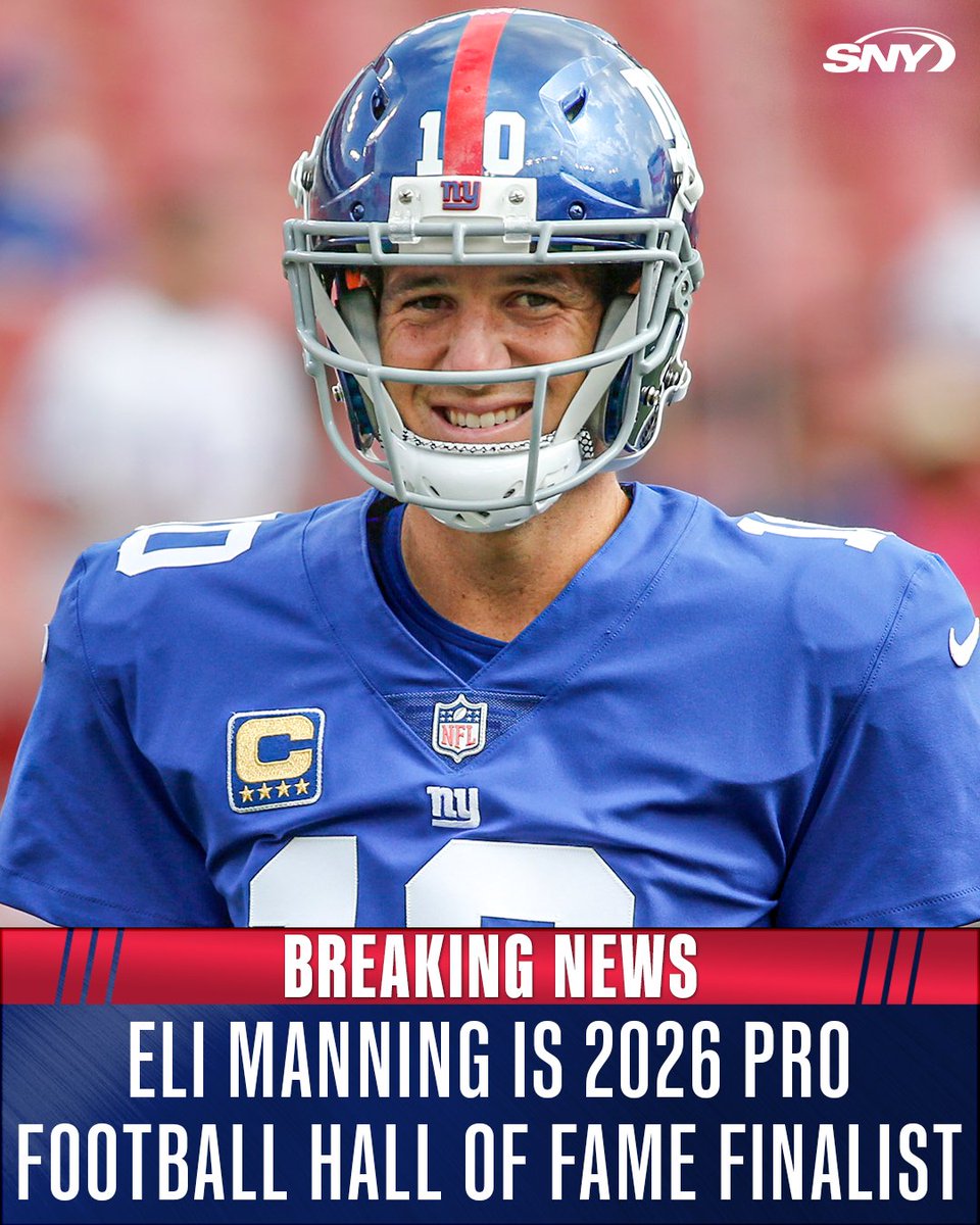 SNYGiants's tweet image. Eli Manning has been named a finalist for the 2026 Pro Football Hall of Fame!