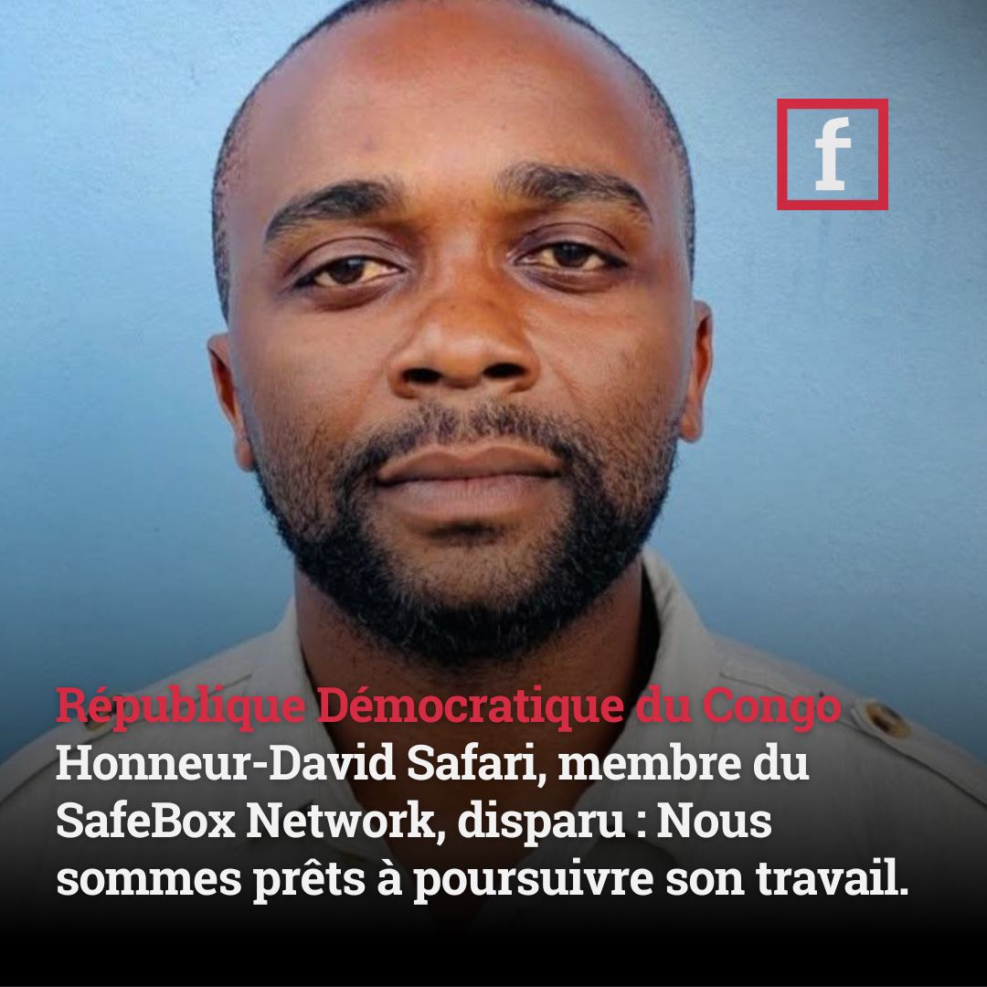 🔴  Porté disparu depuis dimanche à Bukavu (RDC), le journaliste congolais Honneur-David Safari, rédacteur en chef de <a href="/laprunellerdc/">LAPRUNELLERDC.CD</a>, est membre du SafeBox Network de Forbidden Stories. S'il n'est pas libéré rapidement, nous pourrons reprendre ses investigations en partenariat