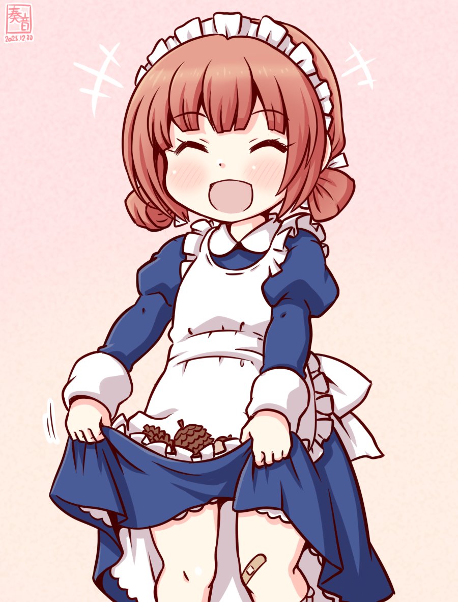 「ていとくぅ!まつのあねごぉ!
 これぇ、あげます!!」

#艦これ版真剣お絵描き60分一本勝負_20251230
#第四号海防艦 