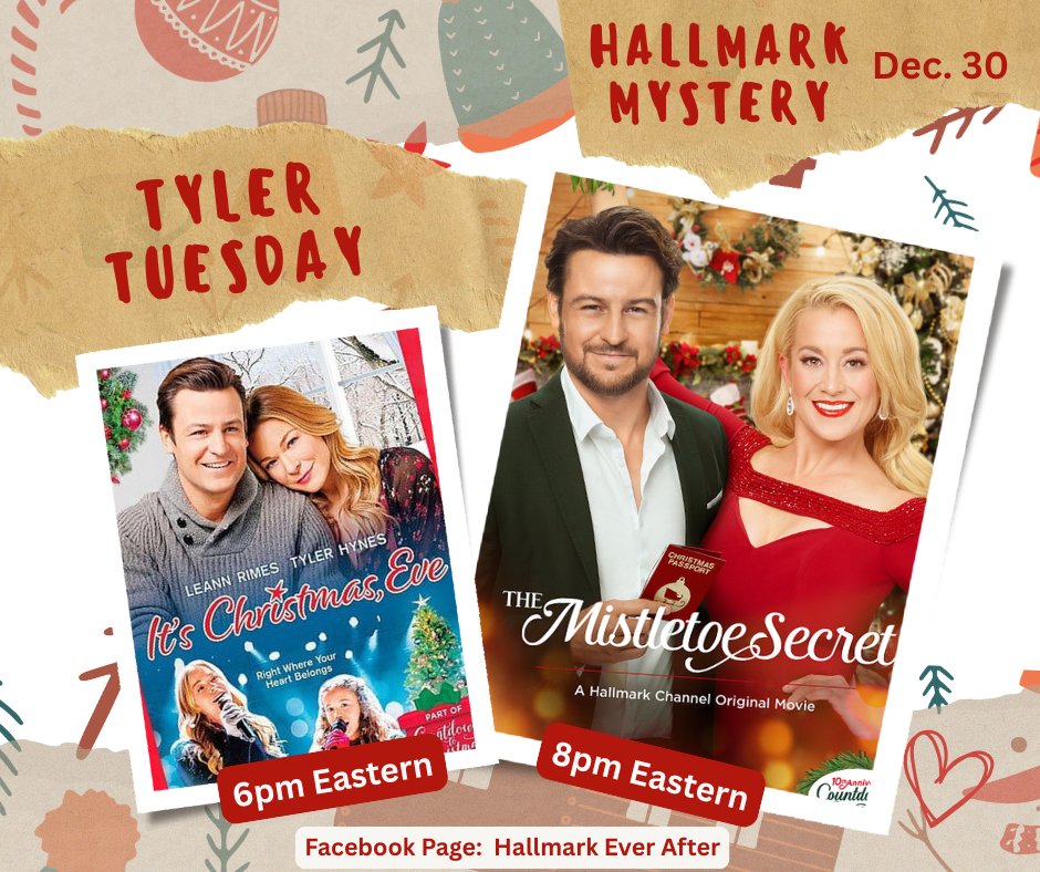 RomComReview1's tweet photo. It's #TylerTuesday, and #Hynies can see #TylerHynes in two back-to-back movies today (Dec 30) on #HallmarkMystery starting at 6pm Eastern! https://t.co/v17LRNNZbp