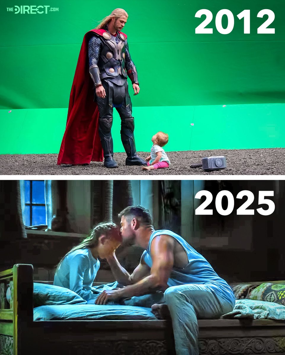 Chris Hemsworth filming Thor scenes with his own daughter, then and now: https://t.co/jwqsuEy8q0
