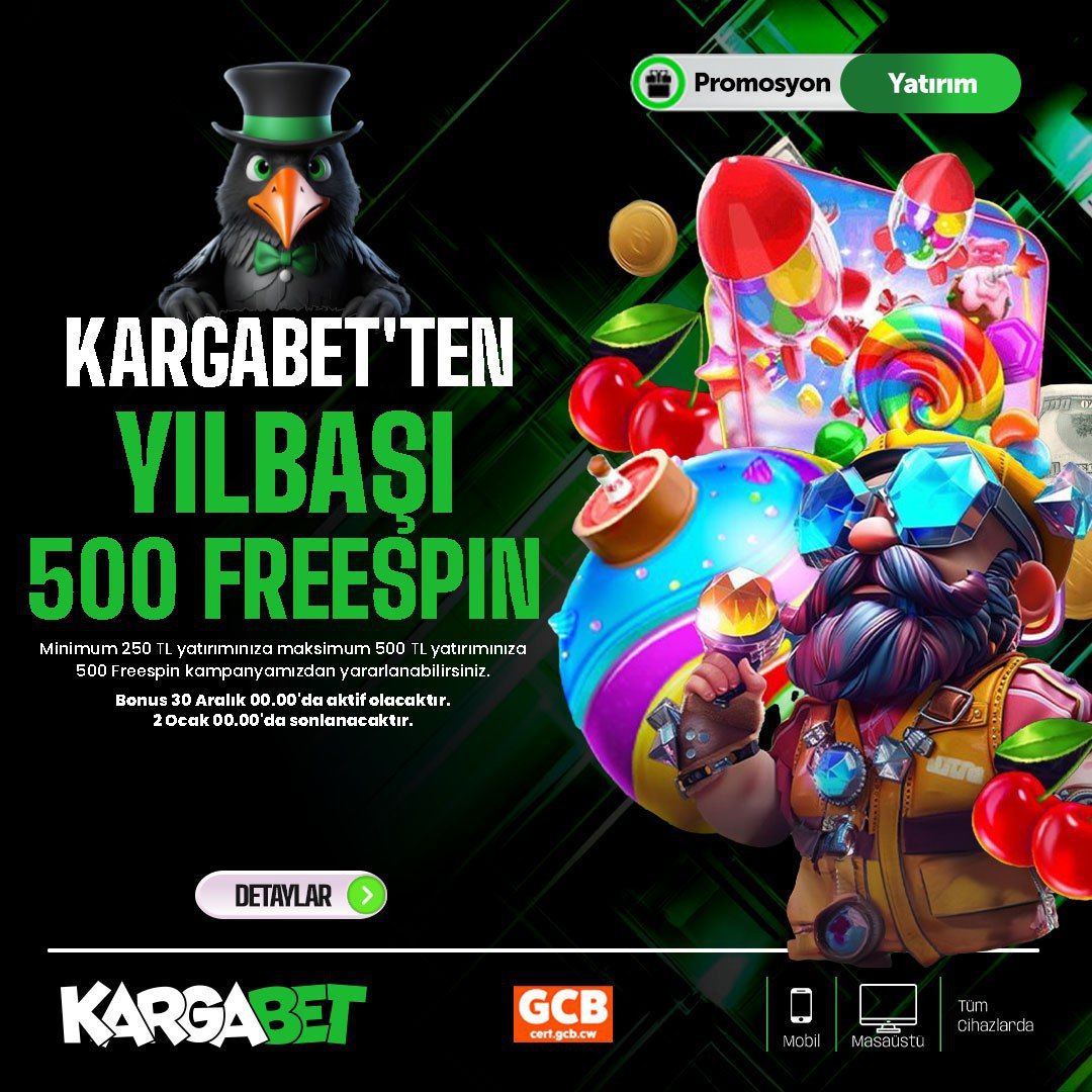 🪐 FREESPİN KAMPANYASI BAŞLIYOR! 

✉️ 30 Aralık 00.00’da aktif
⌛️ 2 Ocak 00.00’da sona eriyor

⚡️ Sweet Bonanza’da geçerli 500 Freespin fırsatını kaçırma

😴 Minimum 250 TL – Maksimum 500 TL yatırım yap,
 500 Freespin kazan

ℹDetaylar Bonuslar Sayfamızda

#KargaBet #kargabet