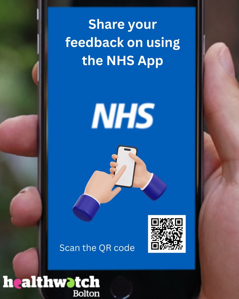 HWBolton's tweet photo. We are looking for feedback on people's experiences of using the NHS App. Even if you haven’t used it, we would like to hear your views. Please take our survey here: https://t.co/JDOw23kYdj @LendHandHorwich @BreakdownBolton @boltongpfed @boltonhospice @BoltonTogether @PrecGems https://t.co/T5Iwj5PsV4
