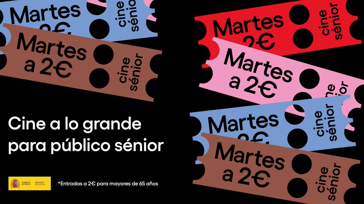 📽️ ¿Tienes 65 años o más? ¡Entonces esto te interesa!

🎟️ Los martes son días de #CineSénior. Consulta en los cines asociados, en tu sala más cercana o de forma online y disfruta de películas a un precio reducido de 2 €.

🔗 Consulta tu sala más cercana: cultura.gob.es/destacados/cin…