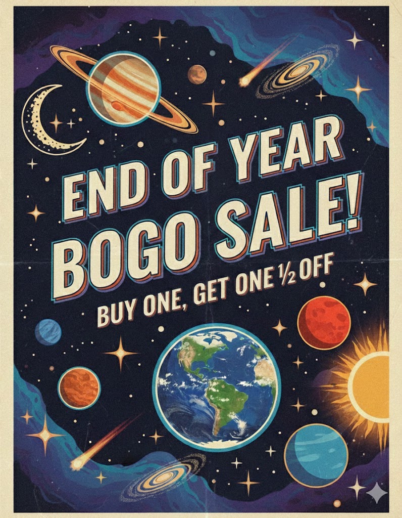 One Hour Readings are BOGO (Buy One Get One 1/2 off). Buy your first reading at $255, and get the second one half price = $127.50

Pay by January 5th and use your deal to book a reading any time in the future. Gift certificates available! 🎁
Email me:
astrobabeonline@gmail.com