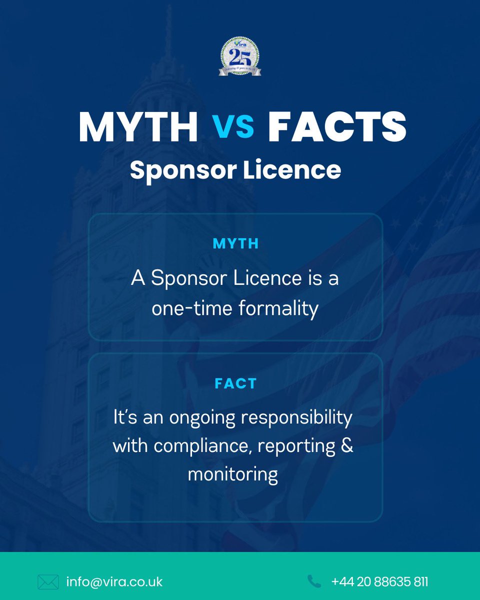 A Sponsor Licence isn’t a one-time tick-box exercise.
It’s an ongoing responsibility that requires compliance, reporting, and regular monitoring.
Getting it right from day one matters ✅

[ Sponsor Licence, UK Sponsor Licence, UK Business Immigration, Skilled Worker Visa ]