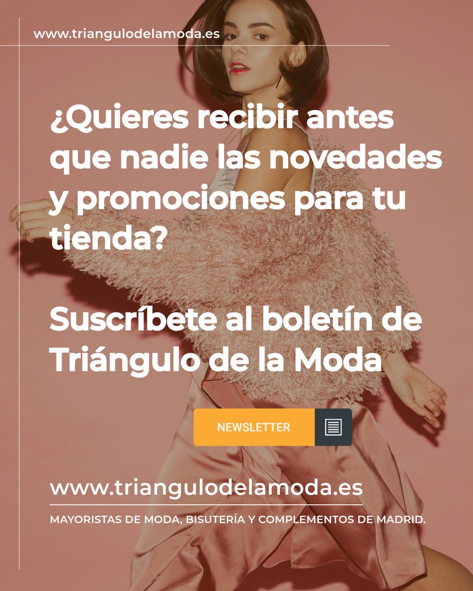 TrianguloModaM's tweet image. Estar al día de las tendencias en la moda y los gustos de los clientes es fundamental para el éxito de cualquier tienda. Por eso suscribirte al boletín de Triángulo de la Moda, mayoristas y fabricantes de moda y bisutería en el centro de Madrid, es una de las mejores ayudas.