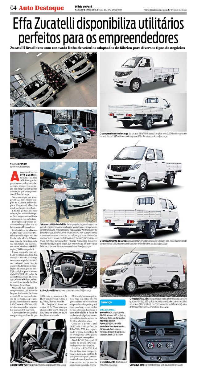 Caderno Auto Destaque do jornal Diário do Pará de 27 &amp; 28/12/2025 #AutoDestaque #MundurucusVeículos #DicasAutomotivas #Pirelli #CalendárioPirelli #TheCal2026 #TheCal #CalendárioPirelli2026 #RamWay #Ram #Rampage #RamRampage #ZucatelliBrasil #EffaZucatelli #Effa #EffaMotors