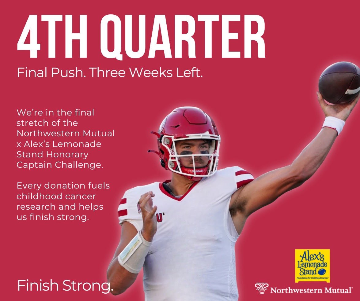boumanaidan8's tweet photo. Fourth quarter. Final stretch. 🎗️
Honored to support the fight against childhood cancer with @NM_Financial and @AlexsLemonade.

Every donation still counts:
https://t.co/IlUqNmKRIi
#ad https://t.co/8adUeF8RBV