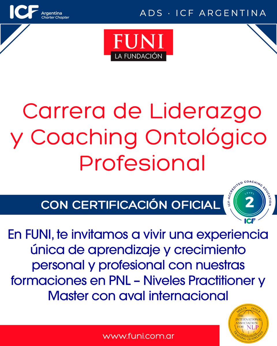 Carrera de Liderazgo y Coaching Ontológico Profesional – FUNI Escuela de Liderazgo (ICF LEVEL 2)

Sumate a la nueva edición y construí tu presente como Coach Profesional.

📞 +54 9 11 5246 1863
IG: <a href="/funicomapu/">FUNICOMAPU</a>
🌐 funi.com.ar

#ICF #ICFLatam #ICFArgentina #Coaching
