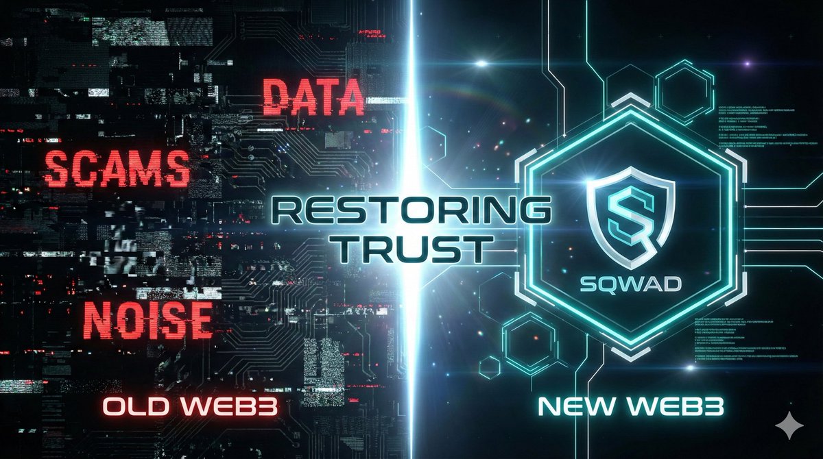 Web3 is broken.

Scams, noise, and ‘hype first’ utility have eroded trust. 📉

If you’d a platform that cleans the space, connect real builders, and eliminate bias, would you like to be a part of it?

If yes, walk with me
Introducing <a href="/_SQWAD_/">S Q W A D</a> 👇🧵

#Web3