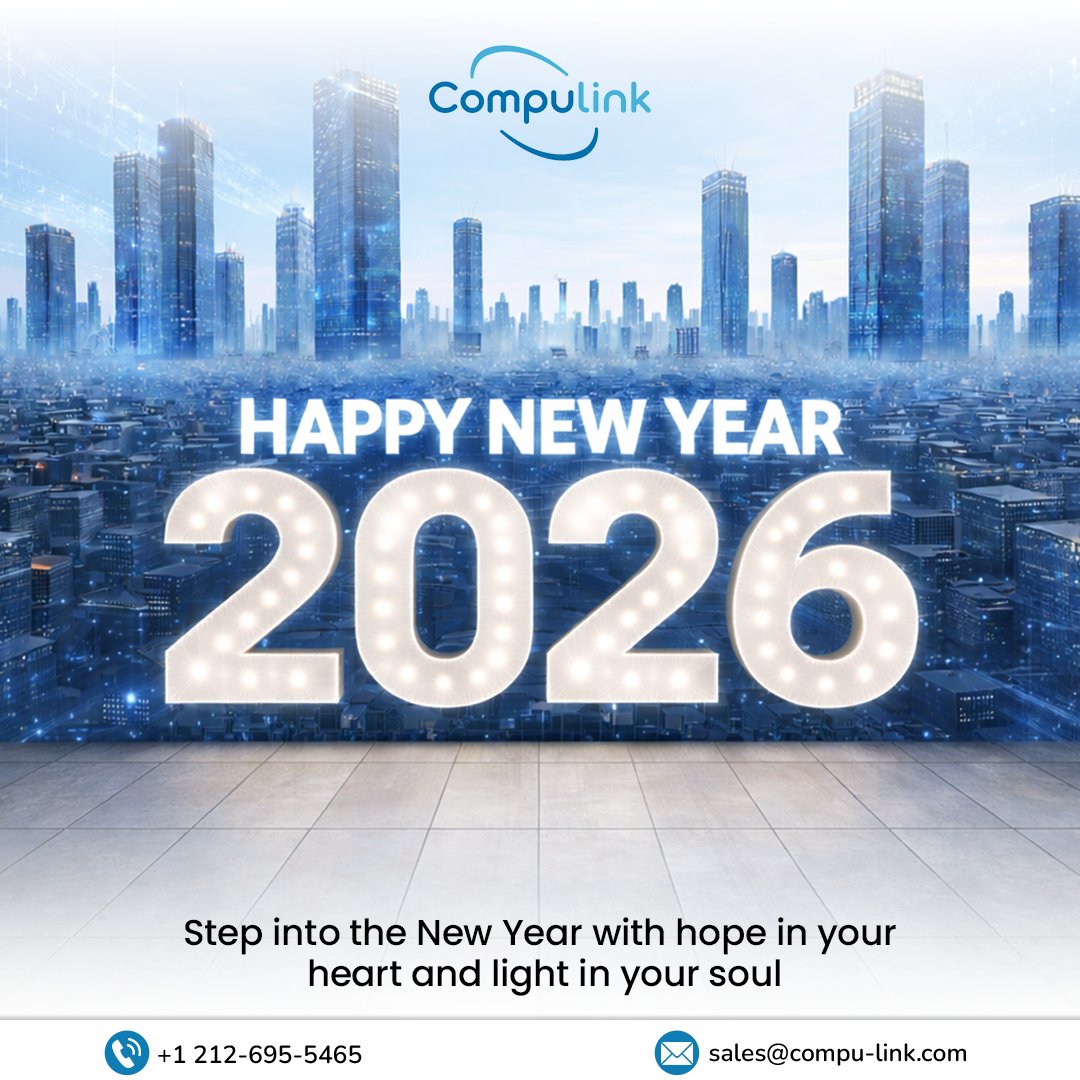 CompulinkTech's tweet image. As we step into a new year, we’re grateful for the trust, collaboration, and partnerships that drive innovation forward.
.
Wishing you a successful and prosperous New Year! 

— Team Compulink Technologies

#HappyNewYear2026 #NewYearWishes #CompulinkTechnologies