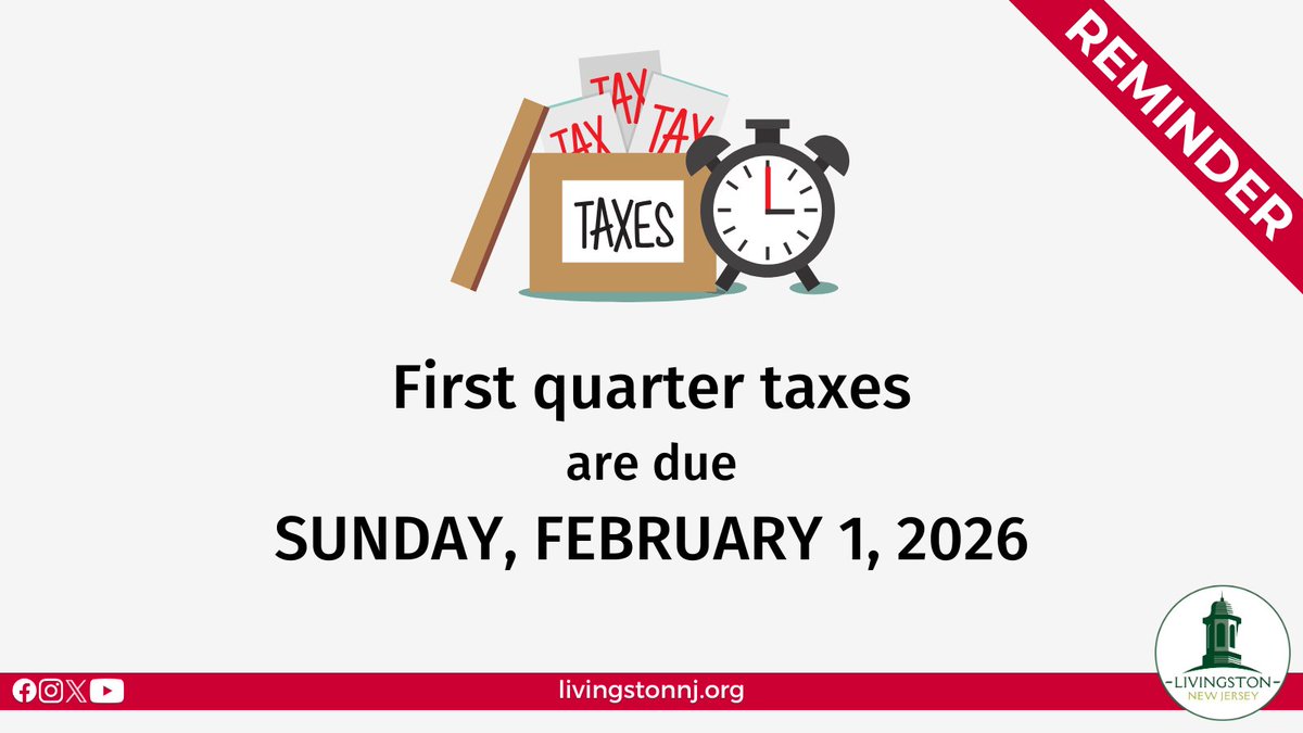 One week away❗ Fourth Quarter Property Taxes are due Sunday, February 1,  2026. Find out how to pay: https://t.co/1beiB3g11G #LTownNJ
