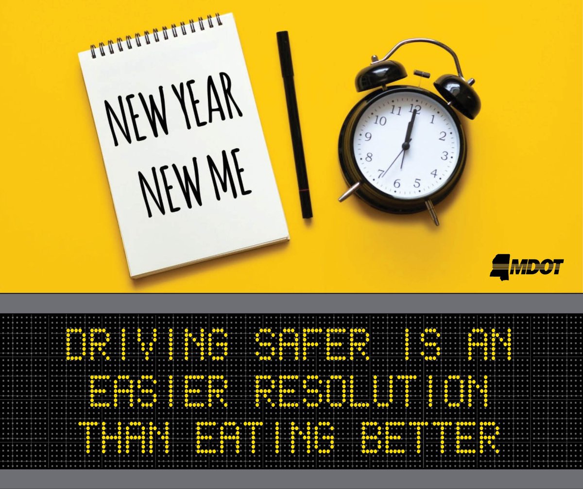 MississippiDOT's tweet image. Thinking of resolutions right now? 🤔📝

We're not saying you shouldn't try, but following a diet or changing your eating habits is difficult. Driving safely and alert (like you're supposed to) shouldn't be.

You can do it, y'all!! 💪

#MShwys #DriveSmartMS #JustDrive