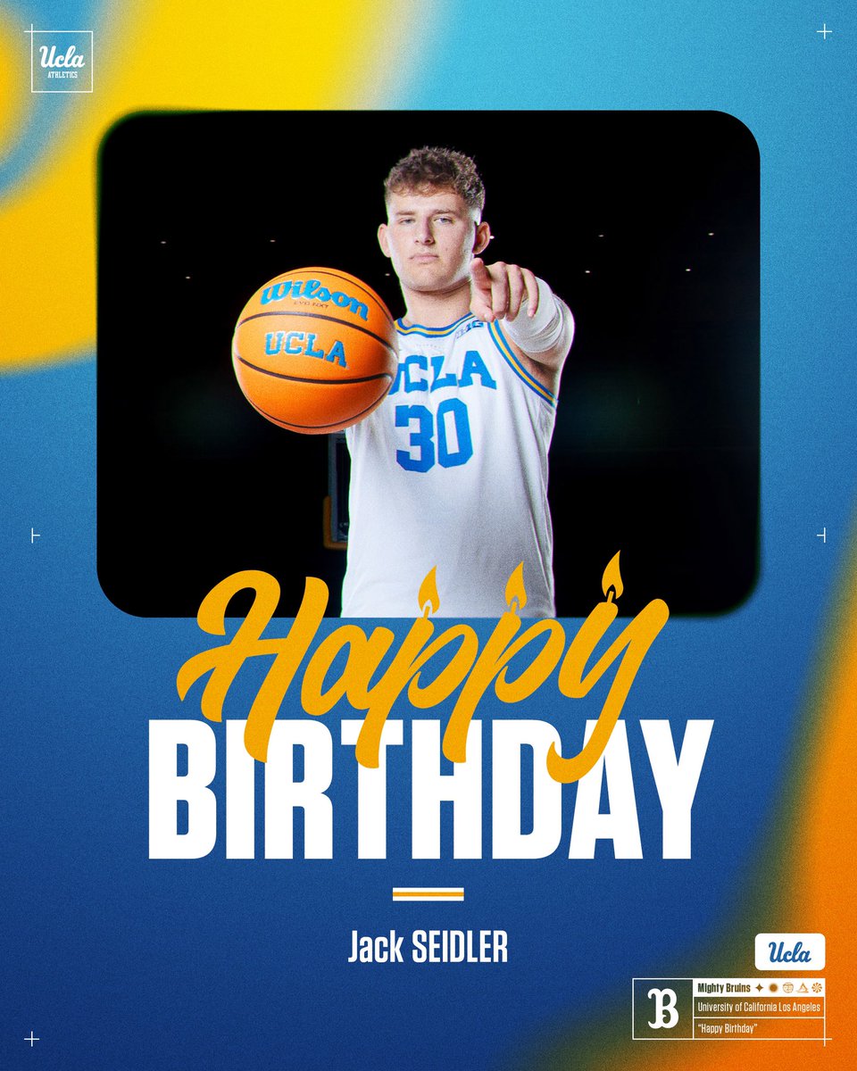 UCLAMBB's tweet photo. 𝑯𝒂𝒑𝒑𝒚 𝑩𝒊𝒓𝒕𝒉𝒅𝒂𝒚 to Bruins’ guard Jack Seidler!

#GoBruins 🏀🥳🎂🎈 https://t.co/wkL4XgRmc8